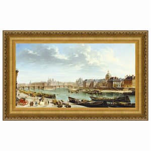 A View of Paris with the Ile de la Cite Framed Canvas Replica Painting: Grande