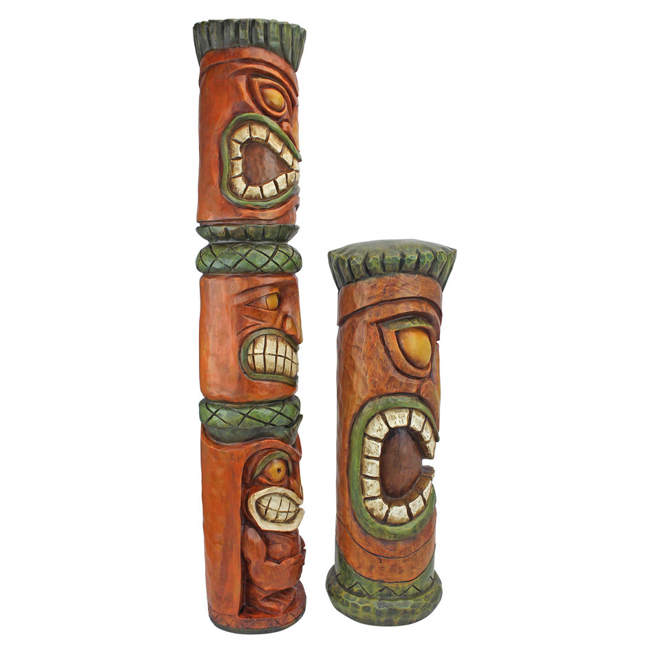 Hawaiian Tiki Sculptures Set of 2 - Design Toscano