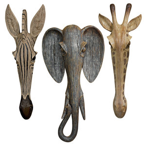 Animal Masks of the Savannah Wall Sculptures