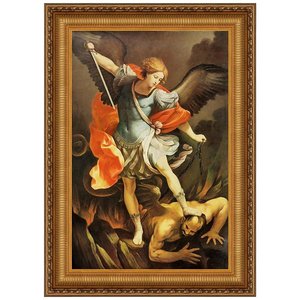 Archangel St. Michael Framed Canvas Replica Painting: Grande
