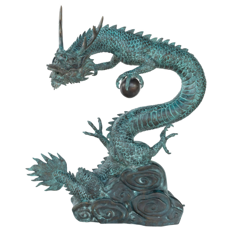 Statue en bronze - Dragon chinois - sculpture - 40 cm de haut