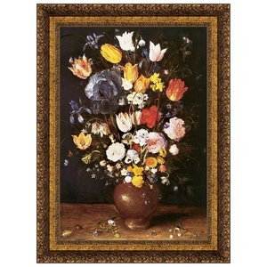 Bouquet of Flowers Framed Canvas Replica Painting: Medium