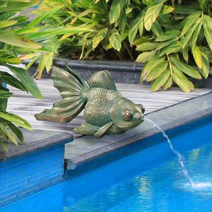 Butterfly Asian Koi Piped Spitter Statues