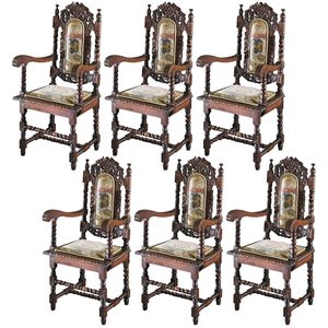 Charles II Chairs: Set of Six Armchairs