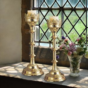Chartres Cathedral Gothic Candlesticks: Set of Two Grande