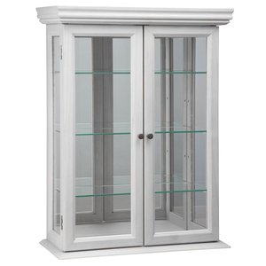 Country Tuscan Hardwood Wall Curio Cabinet: Lily White Finish