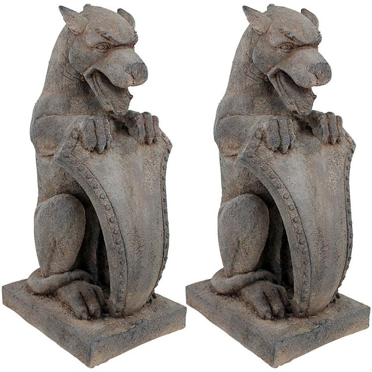 View larger image of Devil Dog of Saint Michael's Monastery Gargoyle Sentinel Statue: Set of Two