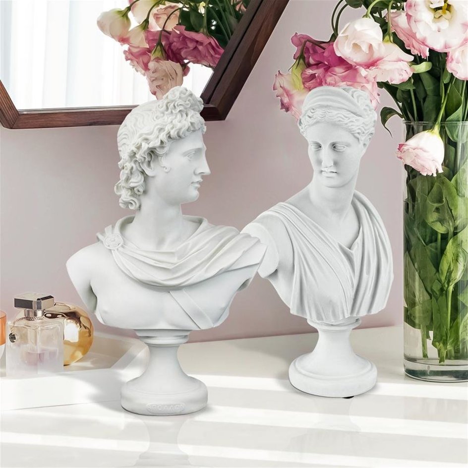 Diana Apollo Bonded Marble Greek Bust Set - PD9725 - Design Toscano