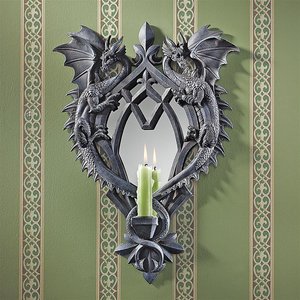 Double Trouble Gothic Dragon Mirrored Wall Sculpture