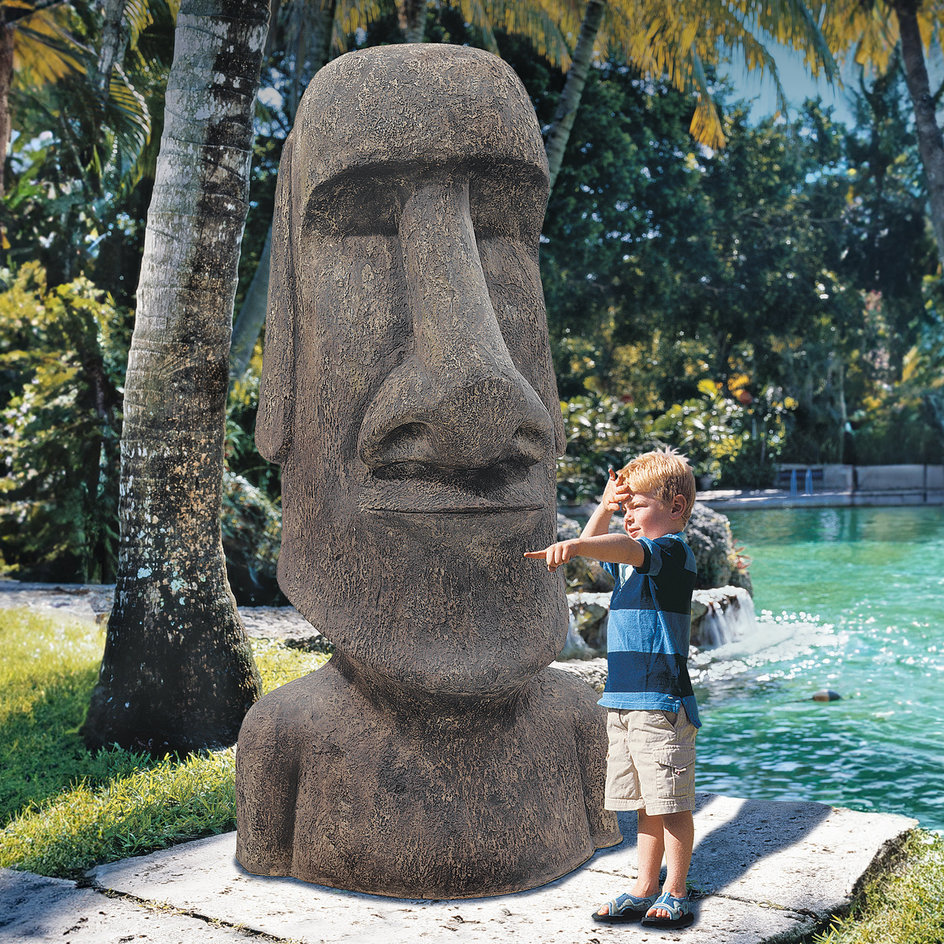 AB Home Easter Island Statue Outdoor Planter Gray Finish 