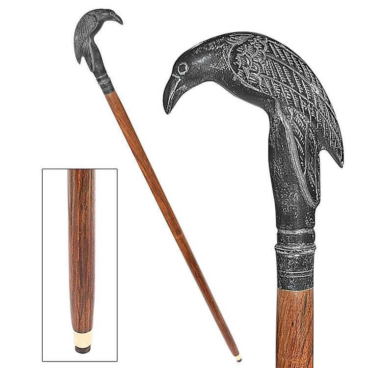 View larger image of Poe's Mystic Raven Solid Hardwood Walking Stick