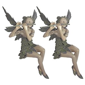 Fairy of the West Wind Sitting Statue: Set of Two