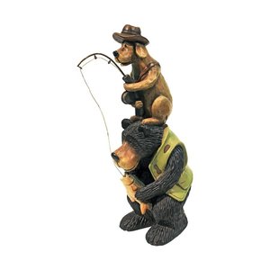 Fishing Buddies Black Bear and Dog Statue