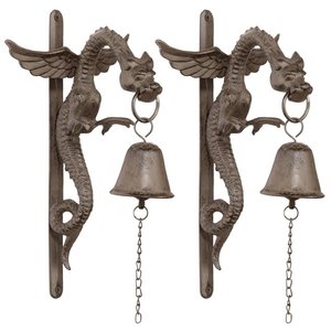Florentine Dragon Gothic Iron Doorbell: Set of Two