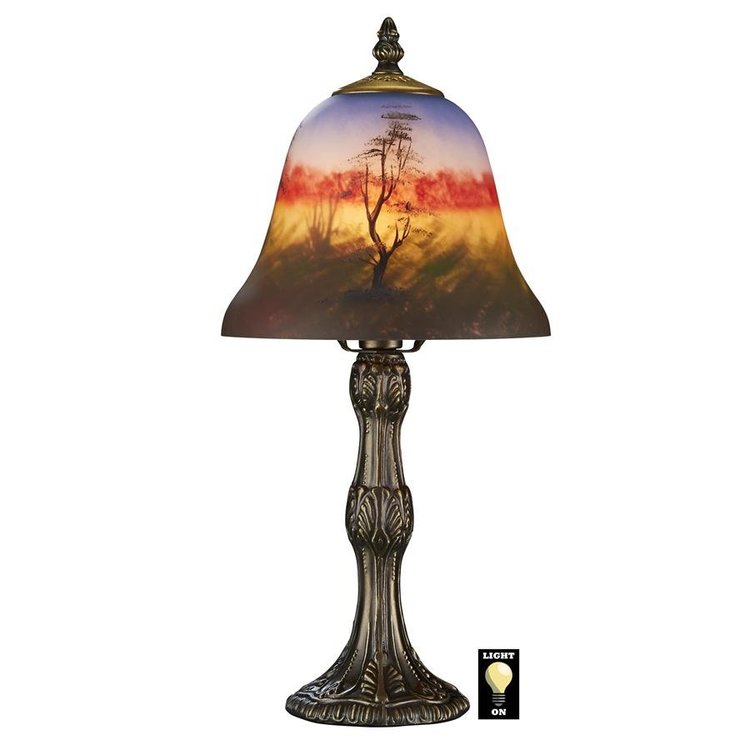 View larger image of Forest Scene at Sunset Reverse Hand-Painted Glass Lamp