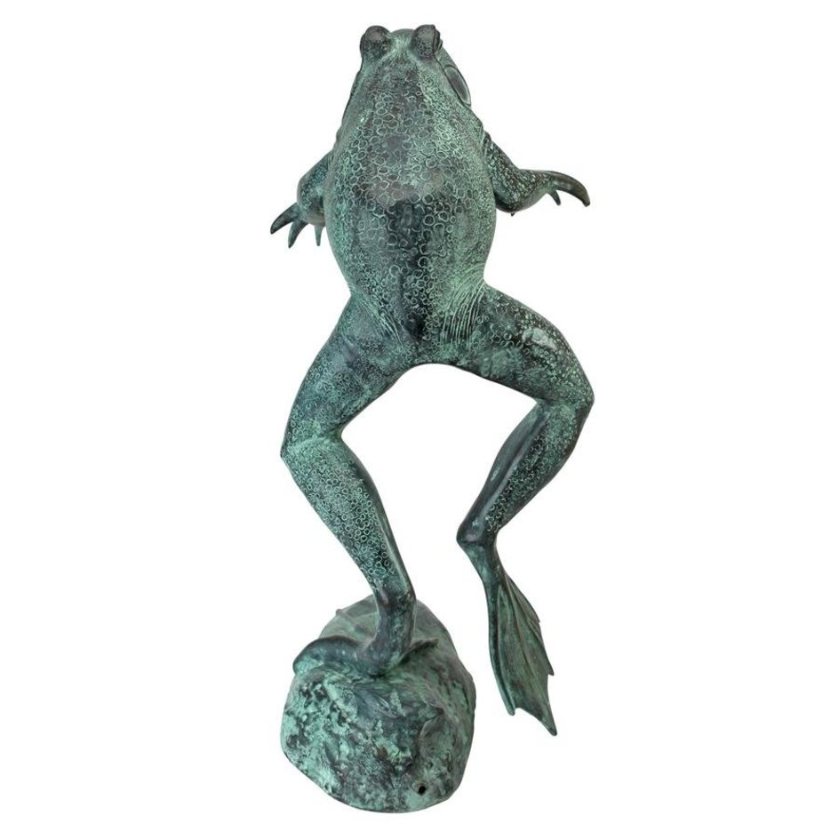 Design Toscano Medium Leaping Spitting Frog Cast Bronze Garden Statue