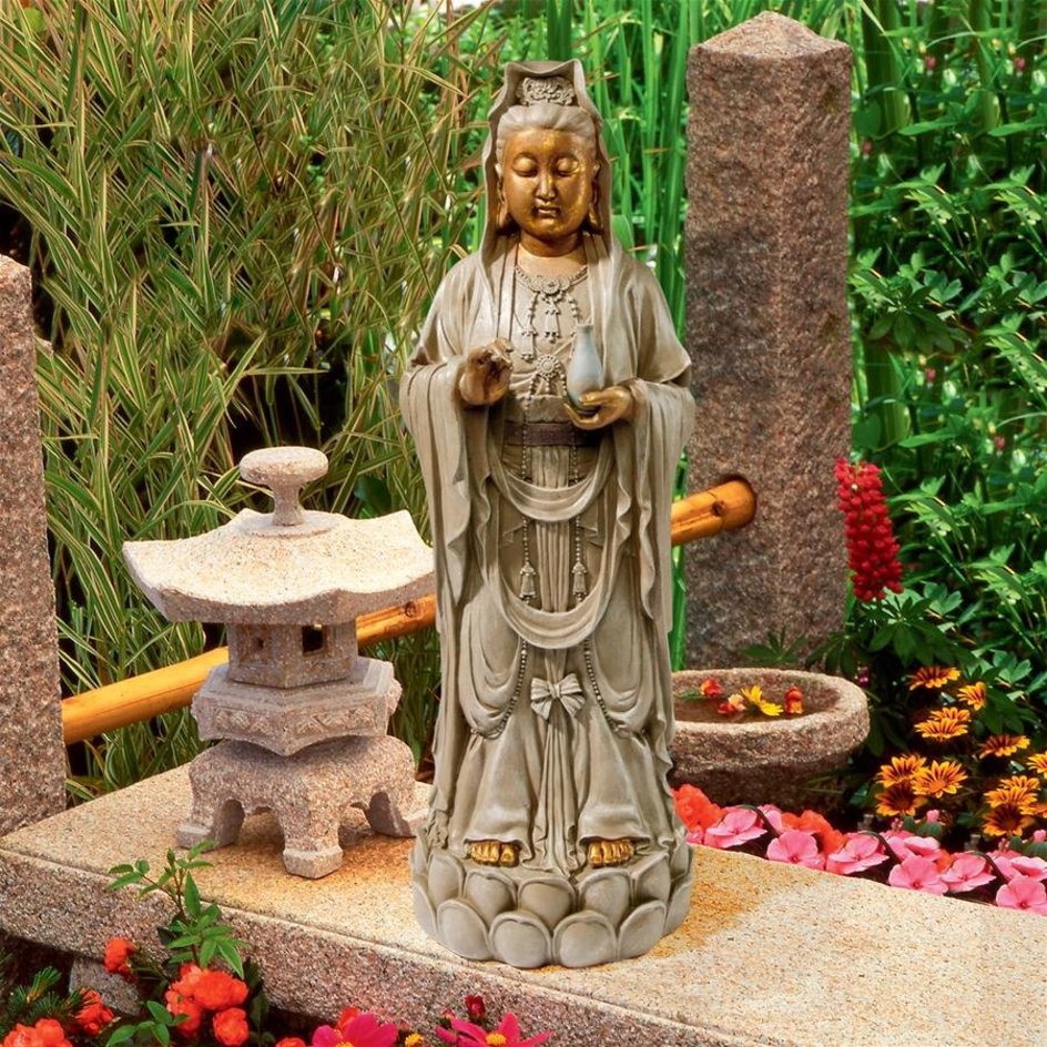 Guan Yin Dess Standing Lotus Statue