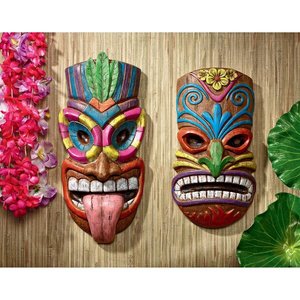 Gods of the Hawaiian Isle Tiki Mask Wall Sculptures