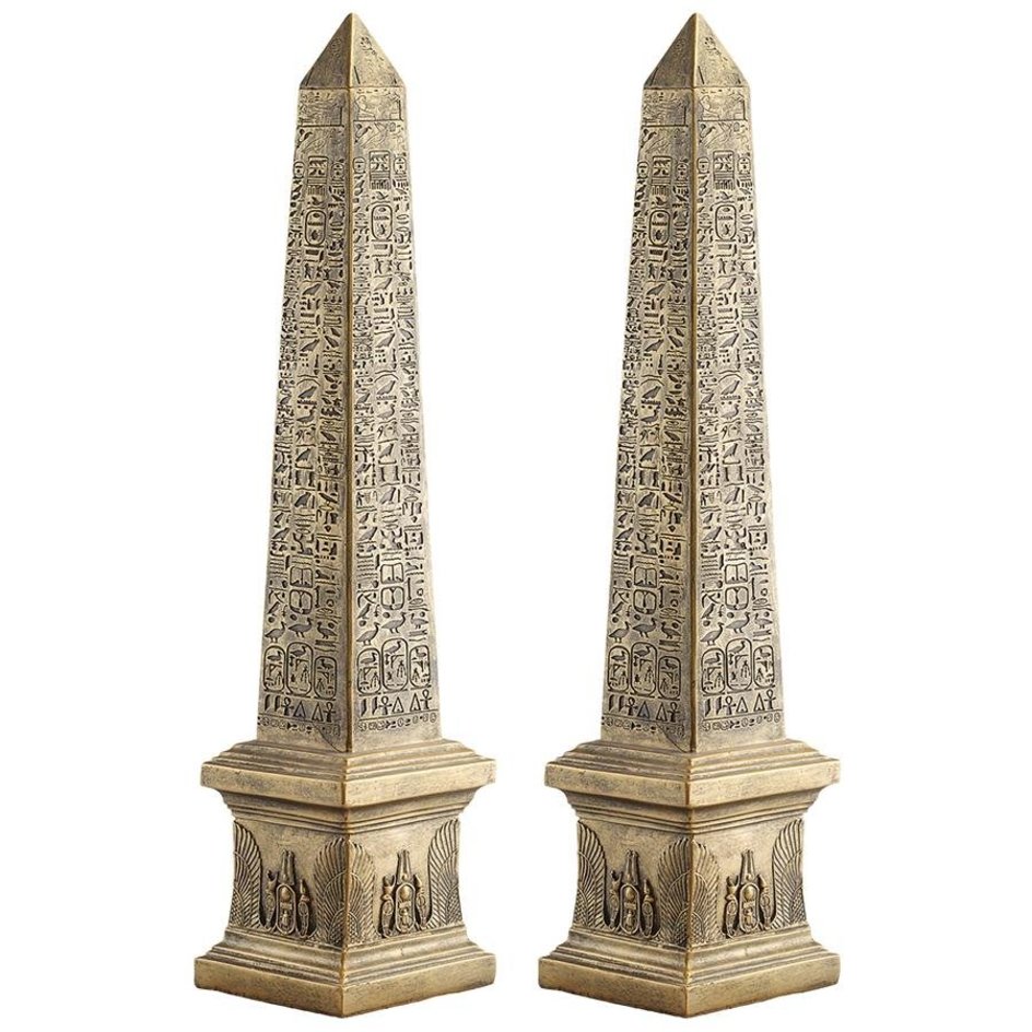 Golden Obelisk of Ancient Egypt Statue: Set of 2 - Design Toscano