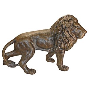 Guardian Lion Cast Bronze Garden Statue: Right Foot Forward