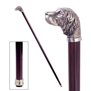 The Padrone Collection: Hunting Dog Pewter Walking Stick
