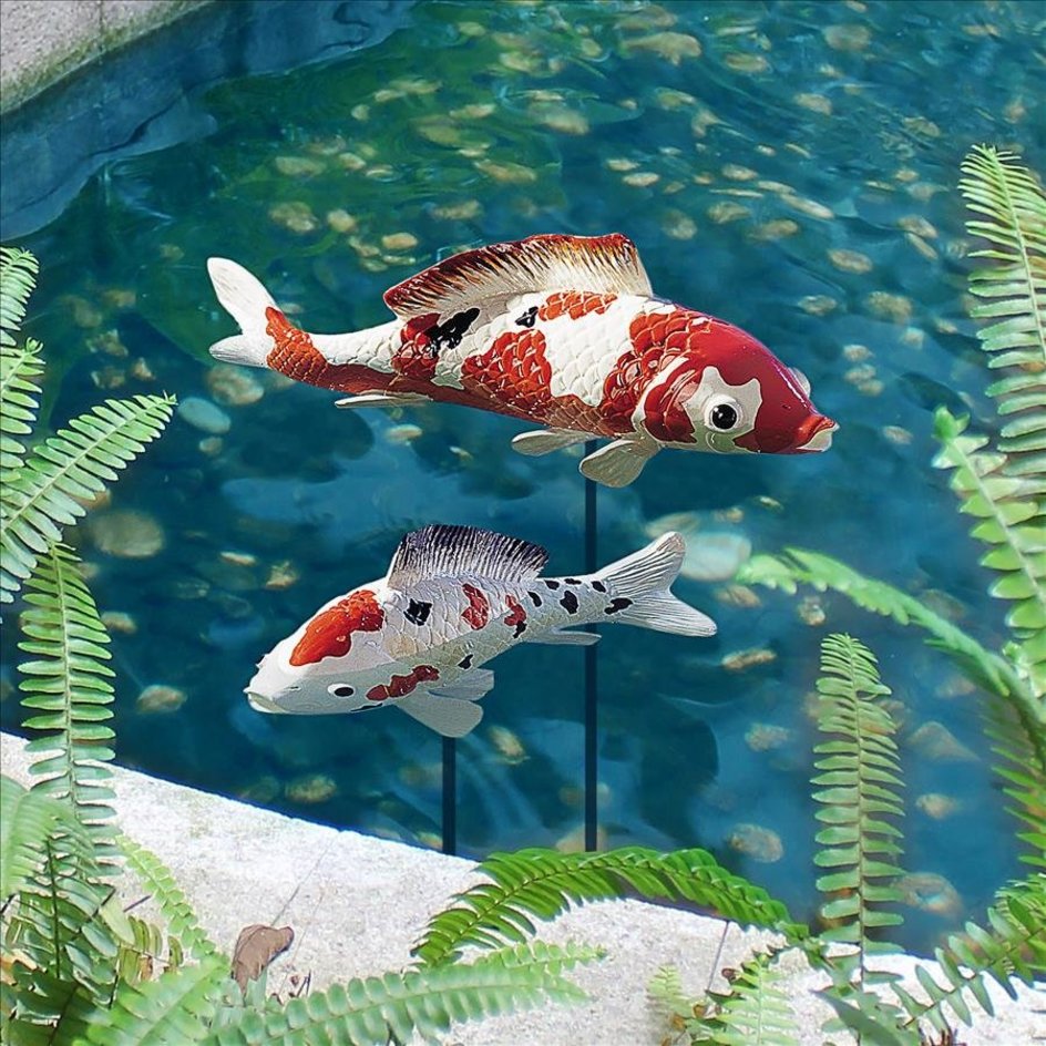 Japanese Pond Koi Fish Statues Collection - NG930479 - Design Toscano