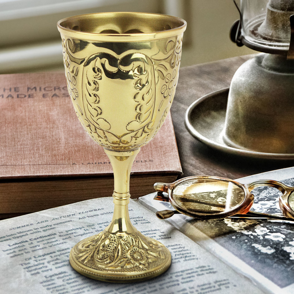 Vintage Set of 2 Solid Brass Wine Goblets Glasses 6.5” Made In