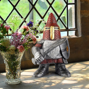 The Knight of the Round Mushroom Medieval Garden Gnome Warrior Statue