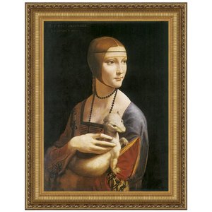 Lady with an Ermine Framed Canvas Replica Painting: Large