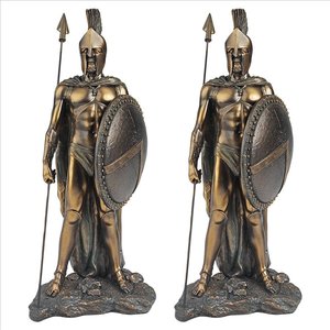 Legendary Spartan Warrior Statue: Set of Two