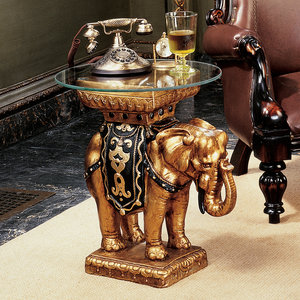 Maharajah Elephant Glass-Topped Sculptural Table