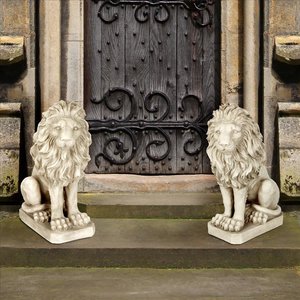Mansfield Manor Lion Sentinel Statue: Set of Left and Right