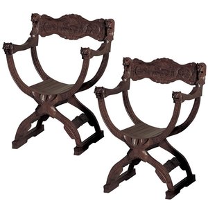 Medieval Cross Frame Chairs: Set of Two