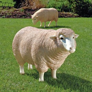 Merino Ewes Life-Size Sheep Statues: Set of Two