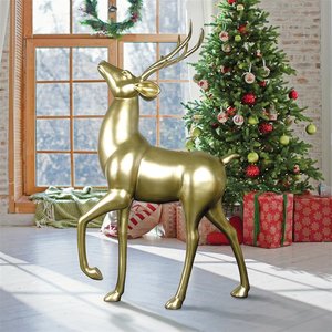 Santa's Prancing North Pole Reindeer Holiday Statue