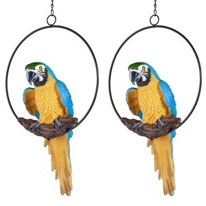 Polly in Paradise Parrot on Ring Perch: Medium, Set of Two