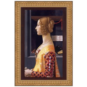 Portrait of Giovanna Tornabuoni Framed Canvas Replica Painting: Small