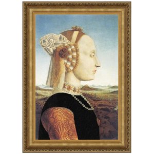 Portrait of Battista Sforza Framed Canvas Replica Painting: Grande