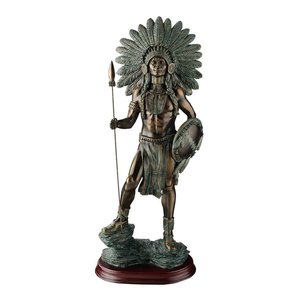 Proud Chieftain Native American Warrior Statue