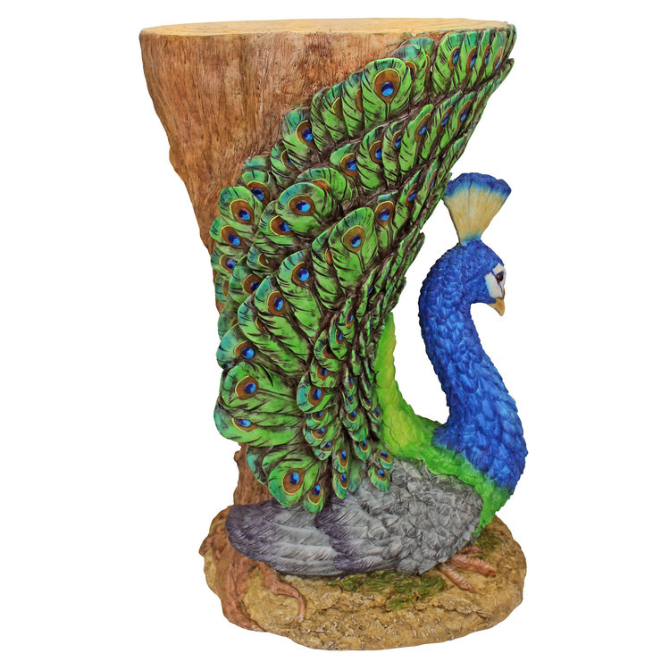 Provocative Peacock Sculptural Garden Table - JQ9453 - Design Toscano