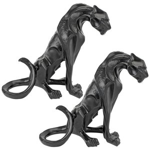 Rampant Tranquility Jungle Jaguar Panther Statue: Set of two