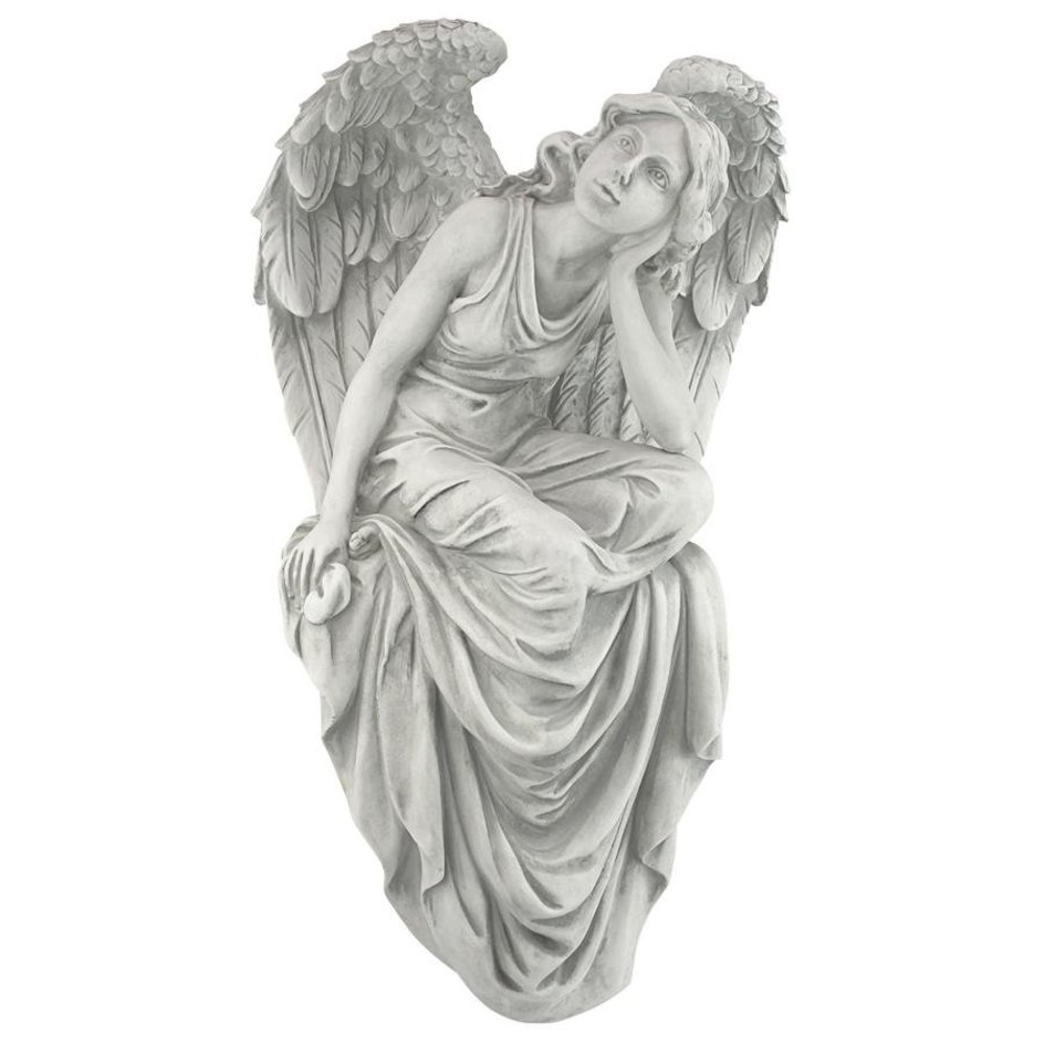 Grande statue d'ange For Living, 31,30 po, gris