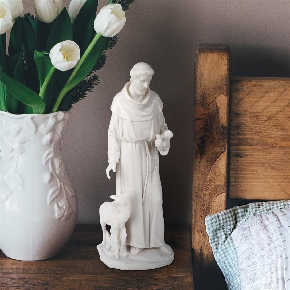 Saint Francis of Assisi, Patron Saint of Animals Marble Resin Statue - QS276335 - Design Toscano Saint Francis of Assisi, Patron Saint of Animals Marble Resin Statue - QS276335 - Design Toscano