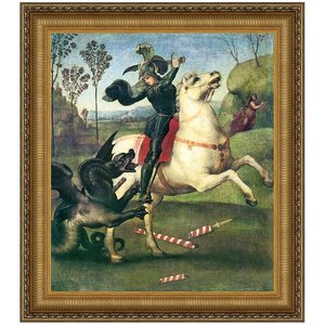 Saint George Fighting the Dragon, 1505: Framed Canvas Replica Painting