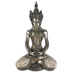 Silver Tibetan Avalokitesvara Buddha Statue