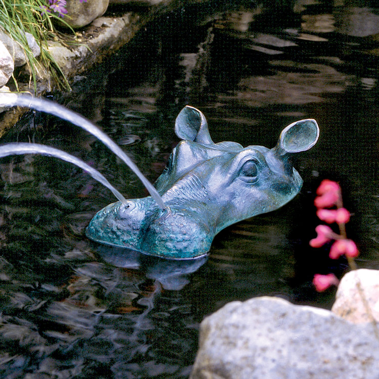 View larger image of Spitting Hippo Head Cast Bronze Garden Statue