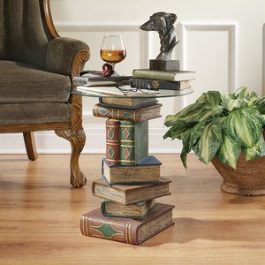 Stacked Volumes Sculptural Glass-Topped Book Table