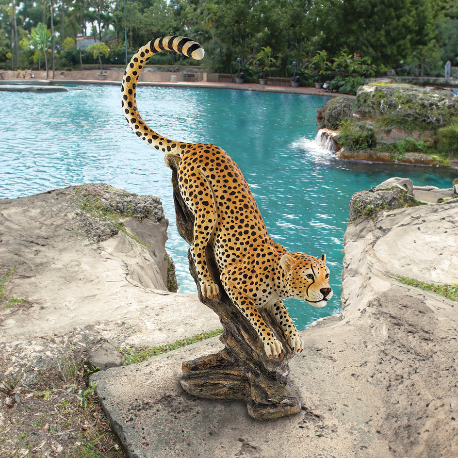 Bronze Statue Jumping Leopard Sculpture Wild Animal Cheetah Figurine Art  Indoor Decor : : Home