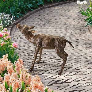 Standing Baby Fawn Deer Cast Bronze Garden Statue
