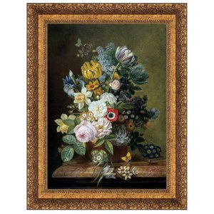 Still Life with Flowers, 1839: Framed Canvas Replica Painting: Medium